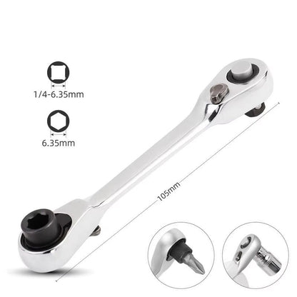 Mini DoubleHeaded Ratchet Wrench  14 Drive Socket  Bit Driver With Quick Release 7