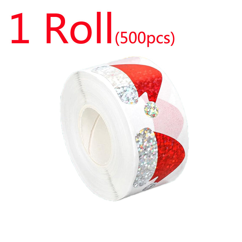 Flashing Christmas Hat Sticker, Laser Santa Claus Hat Waterproof Sticker, Red Christmas Envelope and Journal Decor