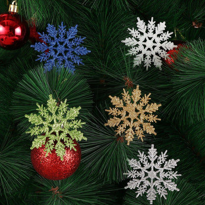 Glitter Snowflake Pendant Party Ornaments, Vivid Bauble DIY Craft Hanging, Christmas Tree Decor