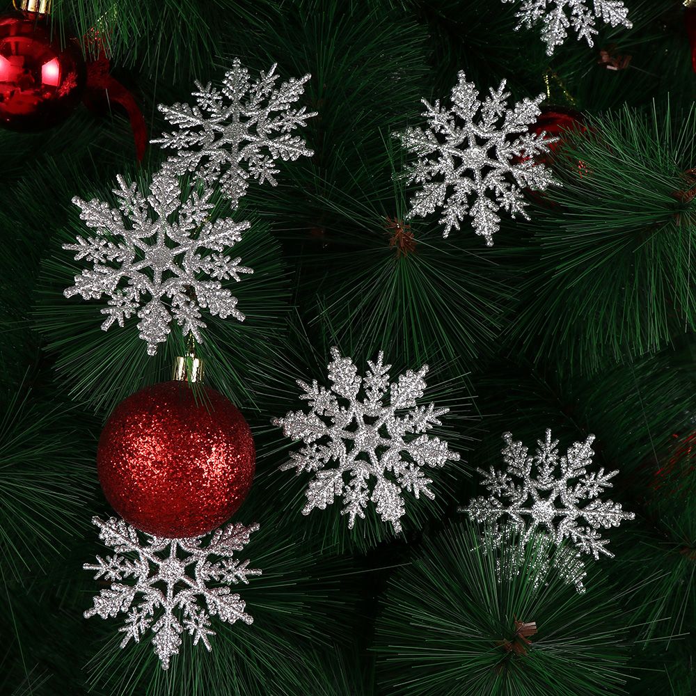 Glitter Snowflake Pendant Party Ornaments, Vivid Bauble DIY Craft Hanging, Christmas Tree Decor