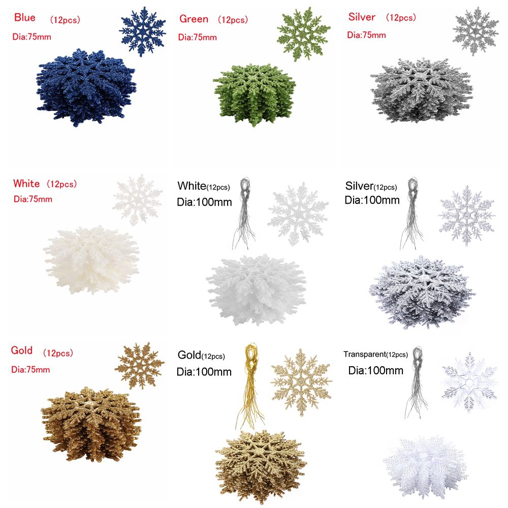 Glitter Snowflake Pendant Party Ornaments, Vivid Bauble DIY Craft Hanging, Christmas Tree Decor