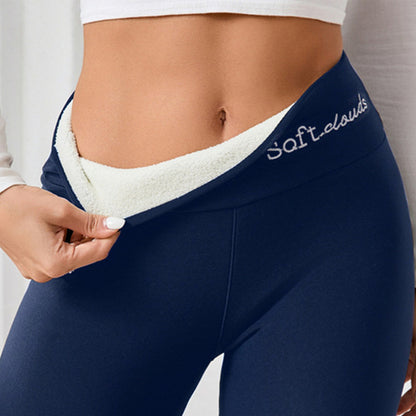 Winter Warm Pants for Women, Embroidered Fleece Leggings, High Waist Thickened Tights, Casual Elastic Thermal Legging