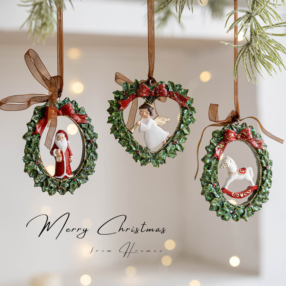 Three-dimensional Christmas Tree Pendant, Retro Bell Resin Pendant, New Christmas Decoration, Holiday Decorative Gift