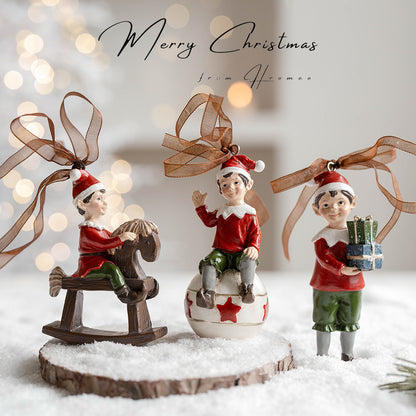 Three-dimensional Christmas Tree Pendant, Retro Bell Resin Pendant, New Christmas Decoration, Holiday Decorative Gift