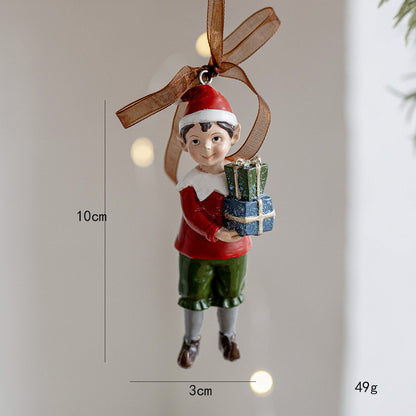 Three-dimensional Christmas Tree Pendant, Retro Bell Resin Pendant, New Christmas Decoration, Holiday Decorative Gift