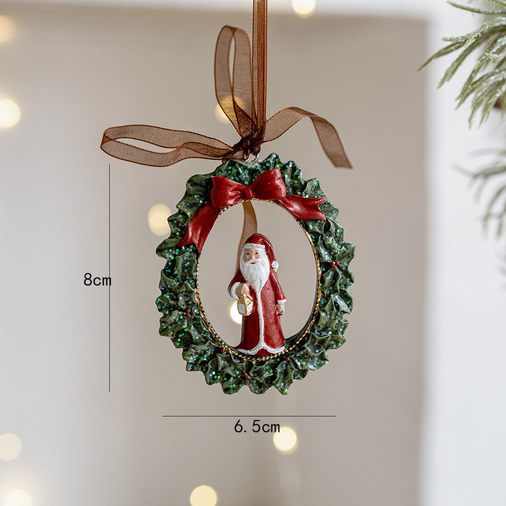 Three-dimensional Christmas Tree Pendant, Retro Bell Resin Pendant, New Christmas Decoration, Holiday Decorative Gift