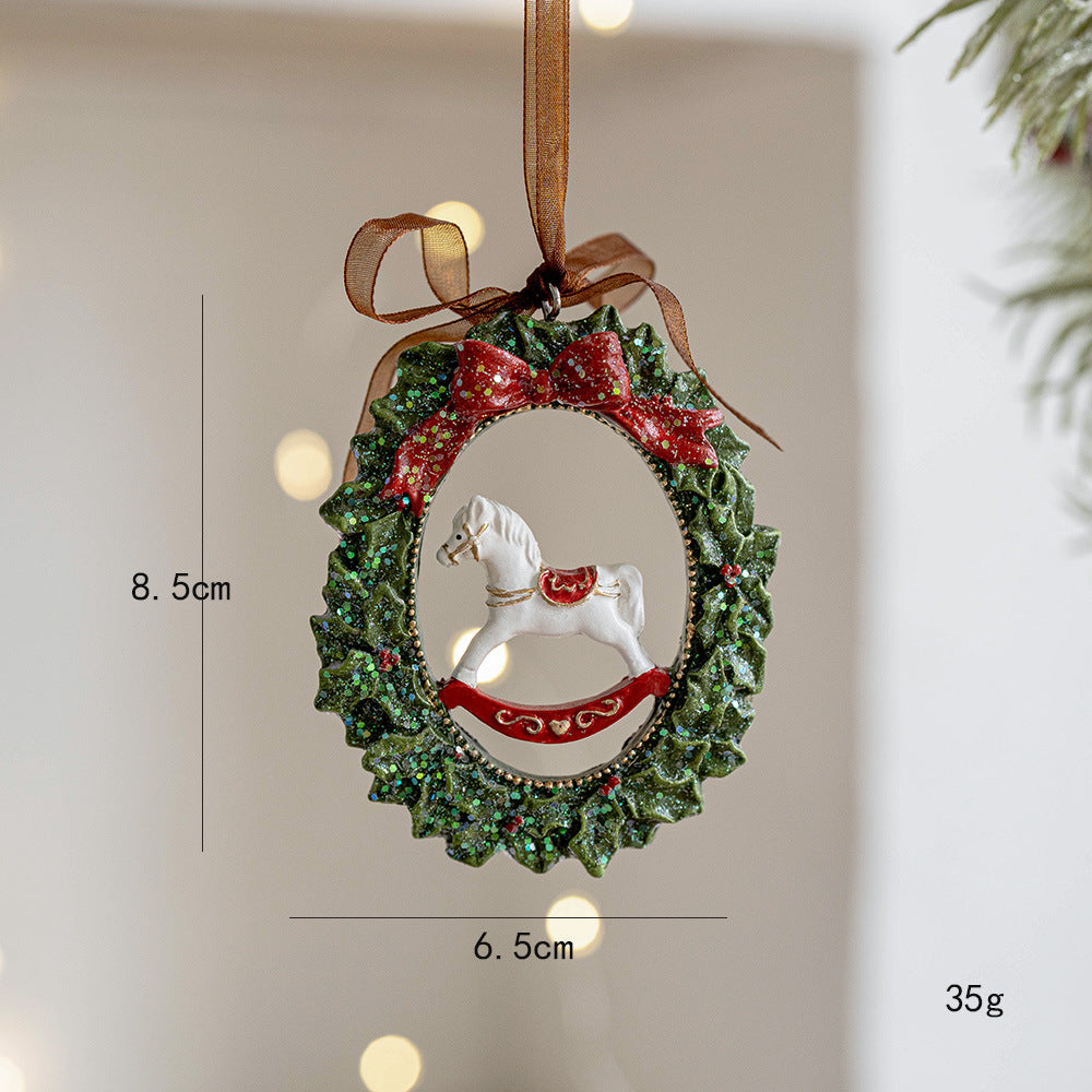Three-dimensional Christmas Tree Pendant, Retro Bell Resin Pendant, New Christmas Decoration, Holiday Decorative Gift