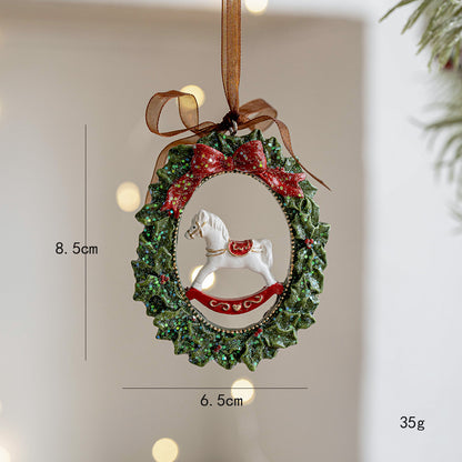 Three-dimensional Christmas Tree Pendant, Retro Bell Resin Pendant, New Christmas Decoration, Holiday Decorative Gift