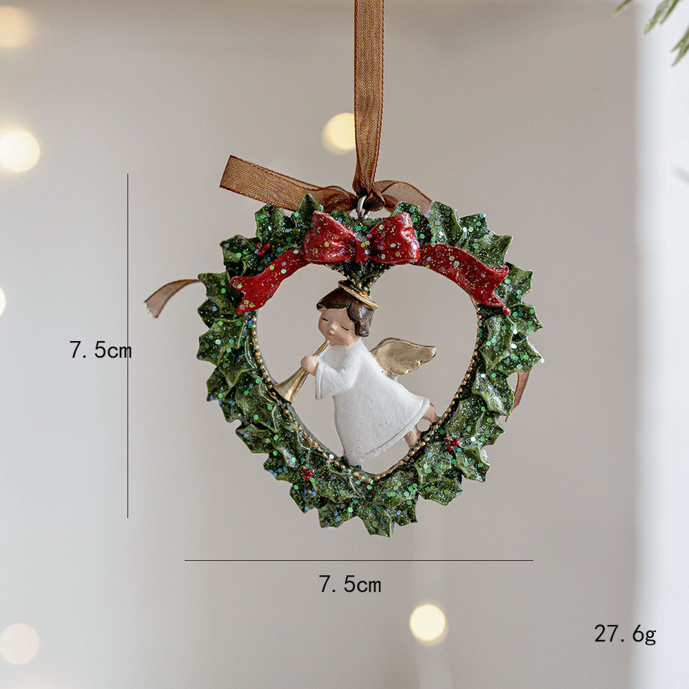 Three-dimensional Christmas Tree Pendant, Retro Bell Resin Pendant, New Christmas Decoration, Holiday Decorative Gift