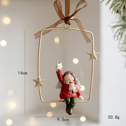 Three-dimensional Christmas Tree Pendant, Retro Bell Resin Pendant, New Christmas Decoration, Holiday Decorative Gift