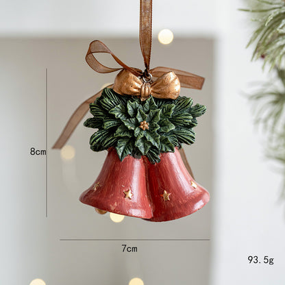 Three-dimensional Christmas Tree Pendant, Retro Bell Resin Pendant, New Christmas Decoration, Holiday Decorative Gift