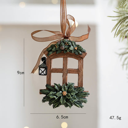 Three-dimensional Christmas Tree Pendant, Retro Bell Resin Pendant, New Christmas Decoration, Holiday Decorative Gift
