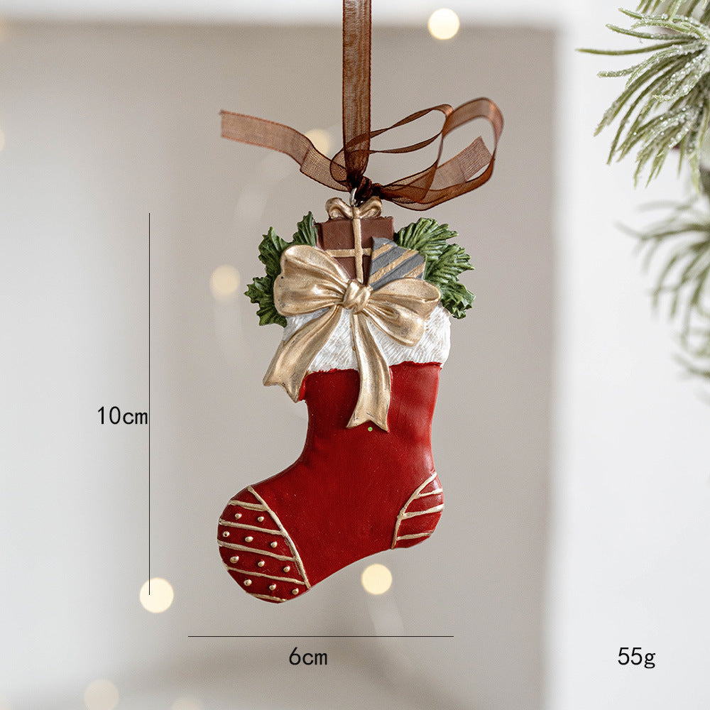 Three-dimensional Christmas Tree Pendant, Retro Bell Resin Pendant, New Christmas Decoration, Holiday Decorative Gift