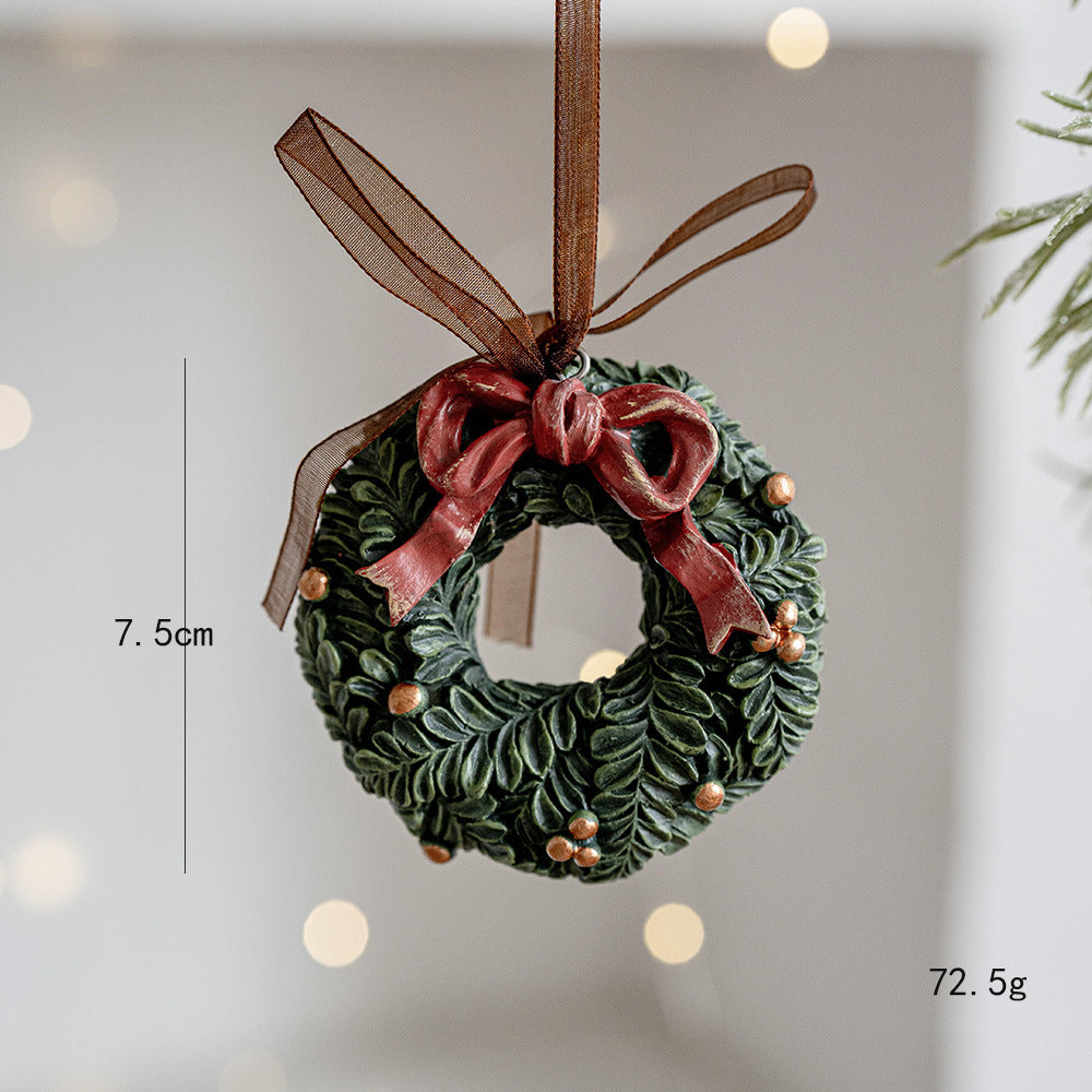 Three-dimensional Christmas Tree Pendant, Retro Bell Resin Pendant, New Christmas Decoration, Holiday Decorative Gift