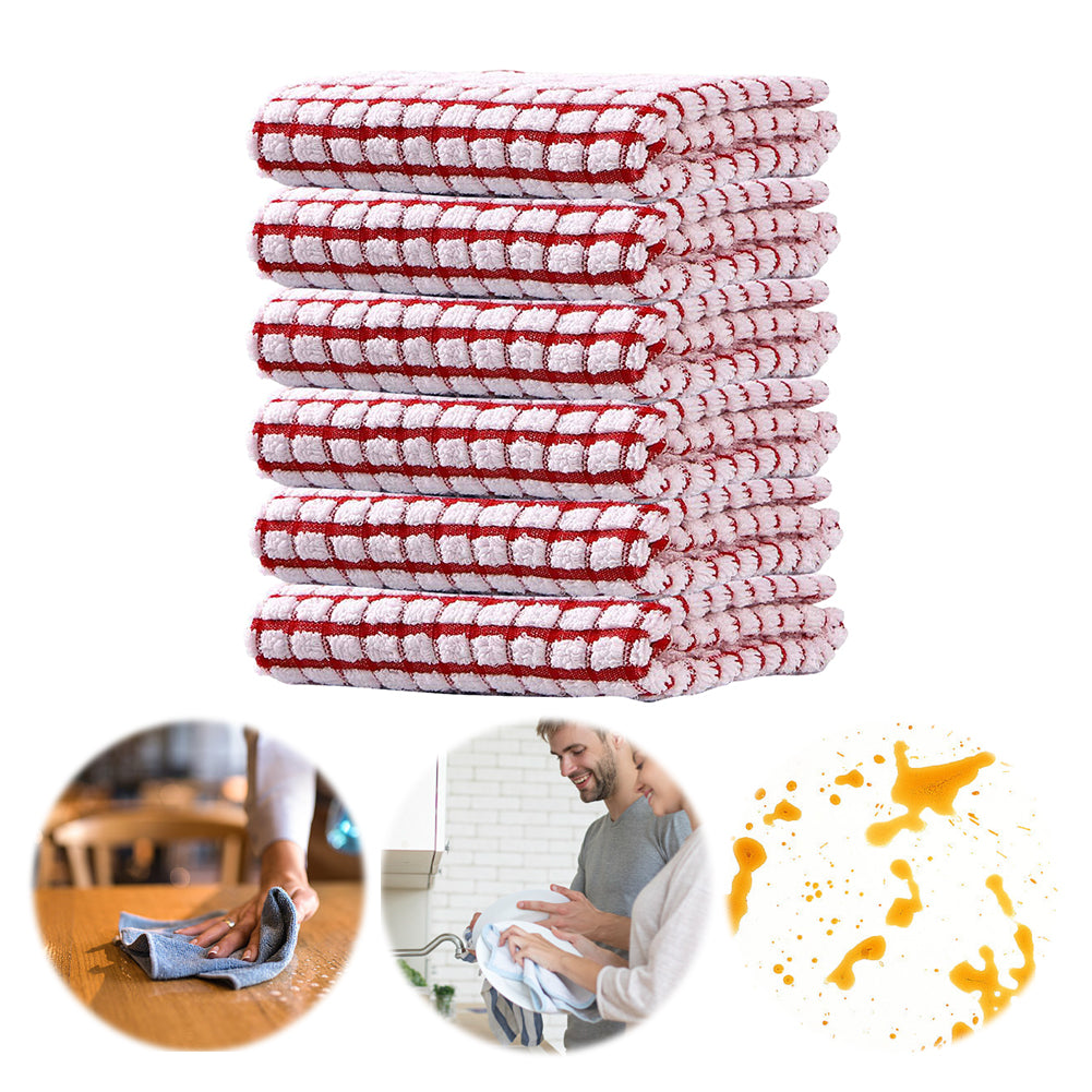 Quick Drying, Absorbent Hand Towels, Cotton Yarn Kitchen Dishcloths Set, Checkered Decorative Towels for Daily Use