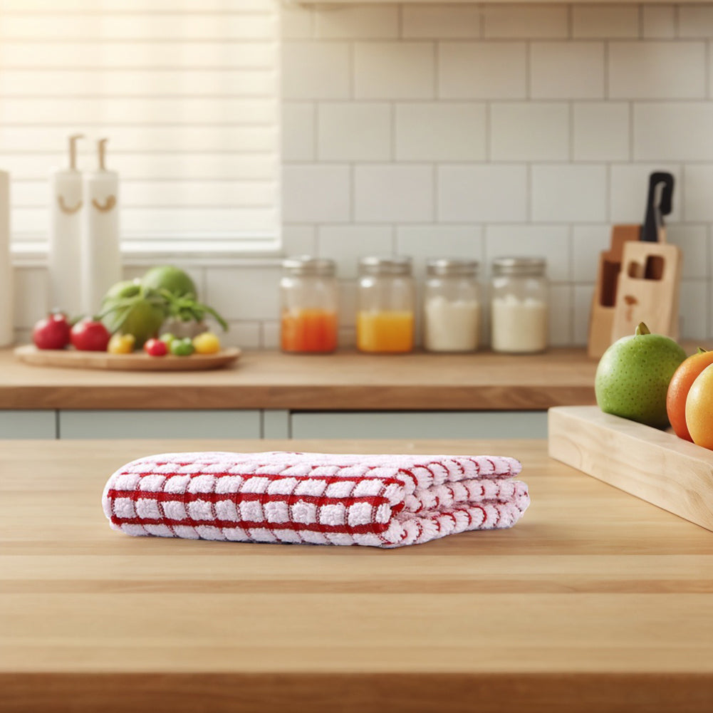 Quick Drying Absorbent Hand Towels Cotton Yarn Kitchen Dishcloths Set Checkered Decorative Towels F 1