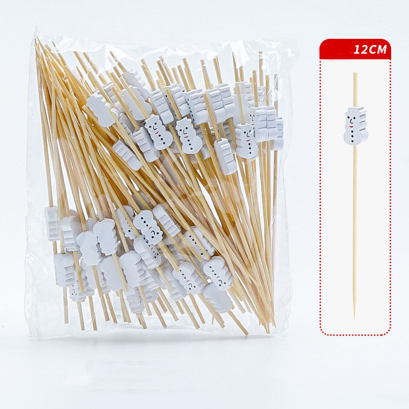 Bamboo Stick Christmas Santa Snowman, Elk Angel Skewer, Party Disposable Decoration, Fruit Dessert Food Toothpicks