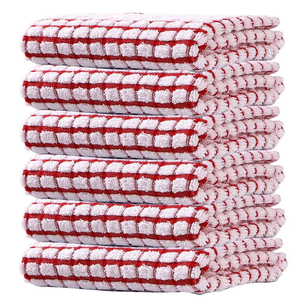 Quick Drying Absorbent Hand Towels Cotton Yarn Kitchen Dishcloths Set Checkered Decorative Towels F 4