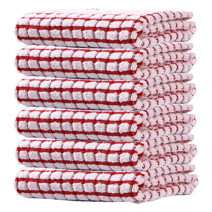 Quick Drying Absorbent Hand Towels Cotton Yarn Kitchen Dishcloths Set Checkered Decorative Towels F 4
