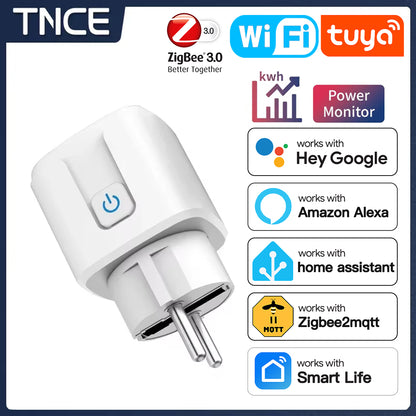 WiFi Zigbee3.0 Smart Plug, Power Monitoring, Timing Feature, Voice Control, Compatible with Alexa, Google Home