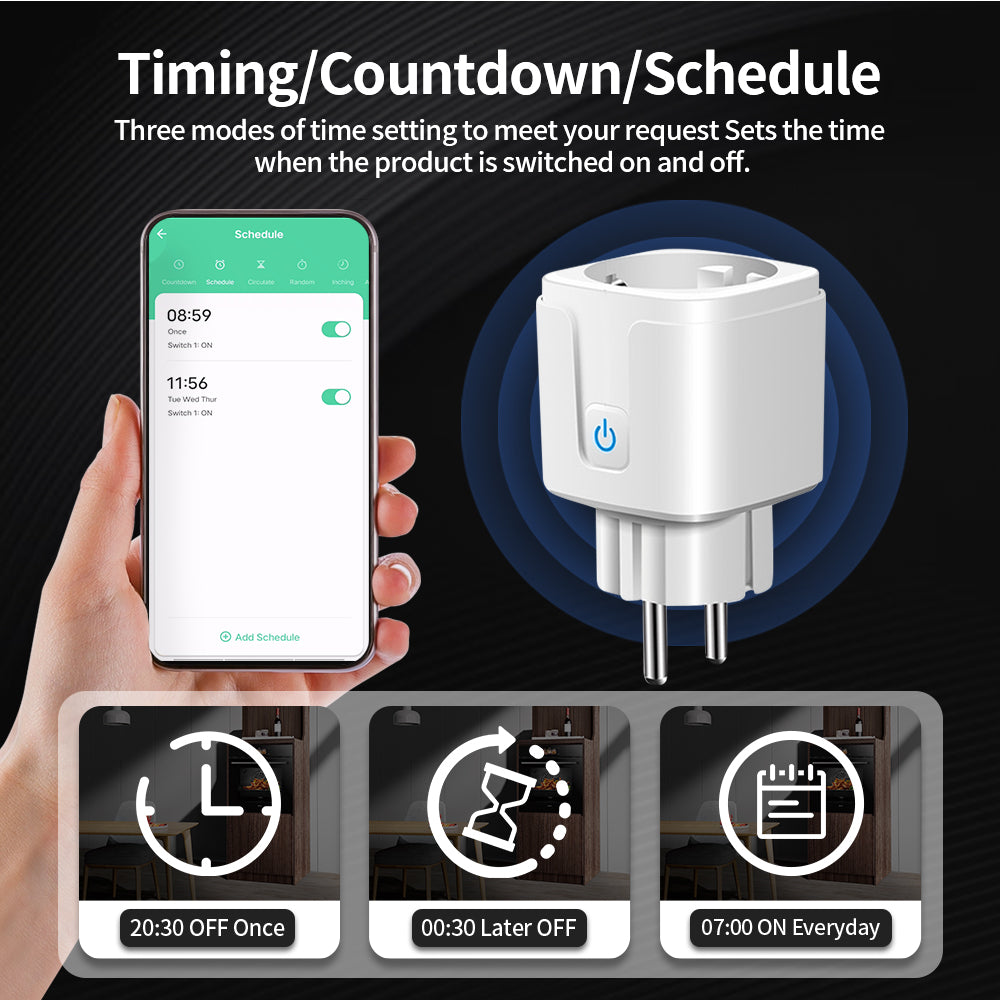 WiFi Zigbee30 Smart Plug Power Monitoring Timing Feature Voice Control Compatible With Alexa Google 4