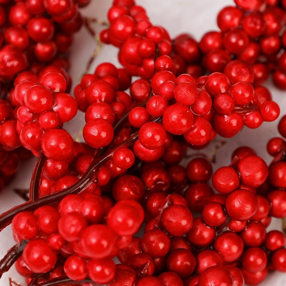 Fake Berries Pearl Beads, Artificial Red Cherry Stamen, DIY Christmas Wreath Holiday Party and New Year Gifts Decoration
