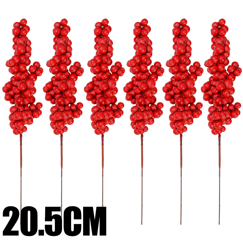 Fake Berries Pearl Beads Artificial Red Cherry Stamen DIY Christmas Wreath Holiday Party And New Ye 5
