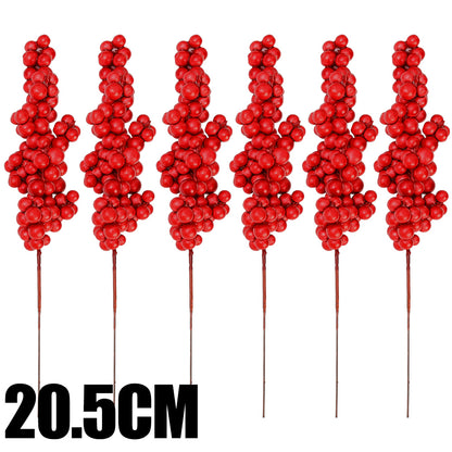Fake Berries Pearl Beads Artificial Red Cherry Stamen DIY Christmas Wreath Holiday Party And New Ye 5