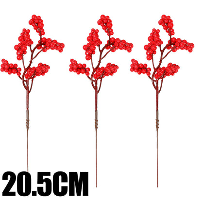 Fake Berries Pearl Beads Artificial Red Cherry Stamen DIY Christmas Wreath Holiday Party And New Ye 6