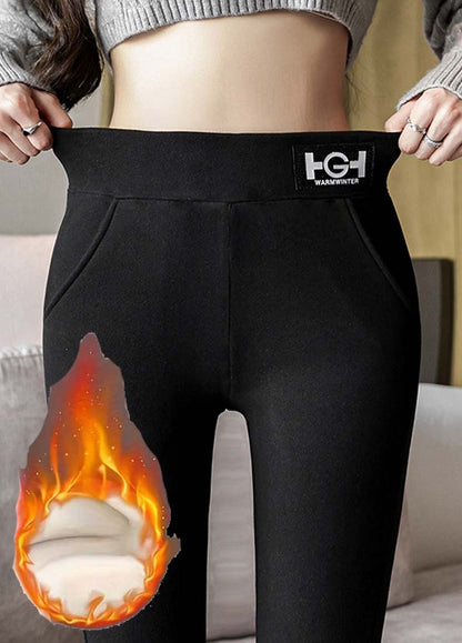Women's High-Waist Thermal Pants, with Pockets, Elastic and Comfortable Trousers