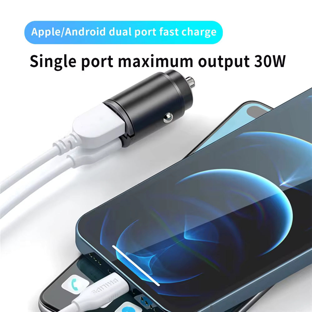 Fast Charging Car USB Type C Charger, QC3.0 Mini Car Charger, Lighter, for iPhone Samsung Xiaomi Huawei