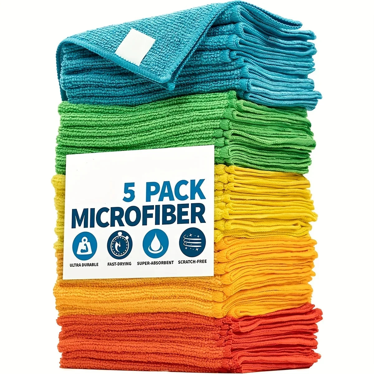 Durable, Absorbent Microfiber Cleaning Cloth, Kitchen, Bathroom Towel, Dishwashing Household Rag