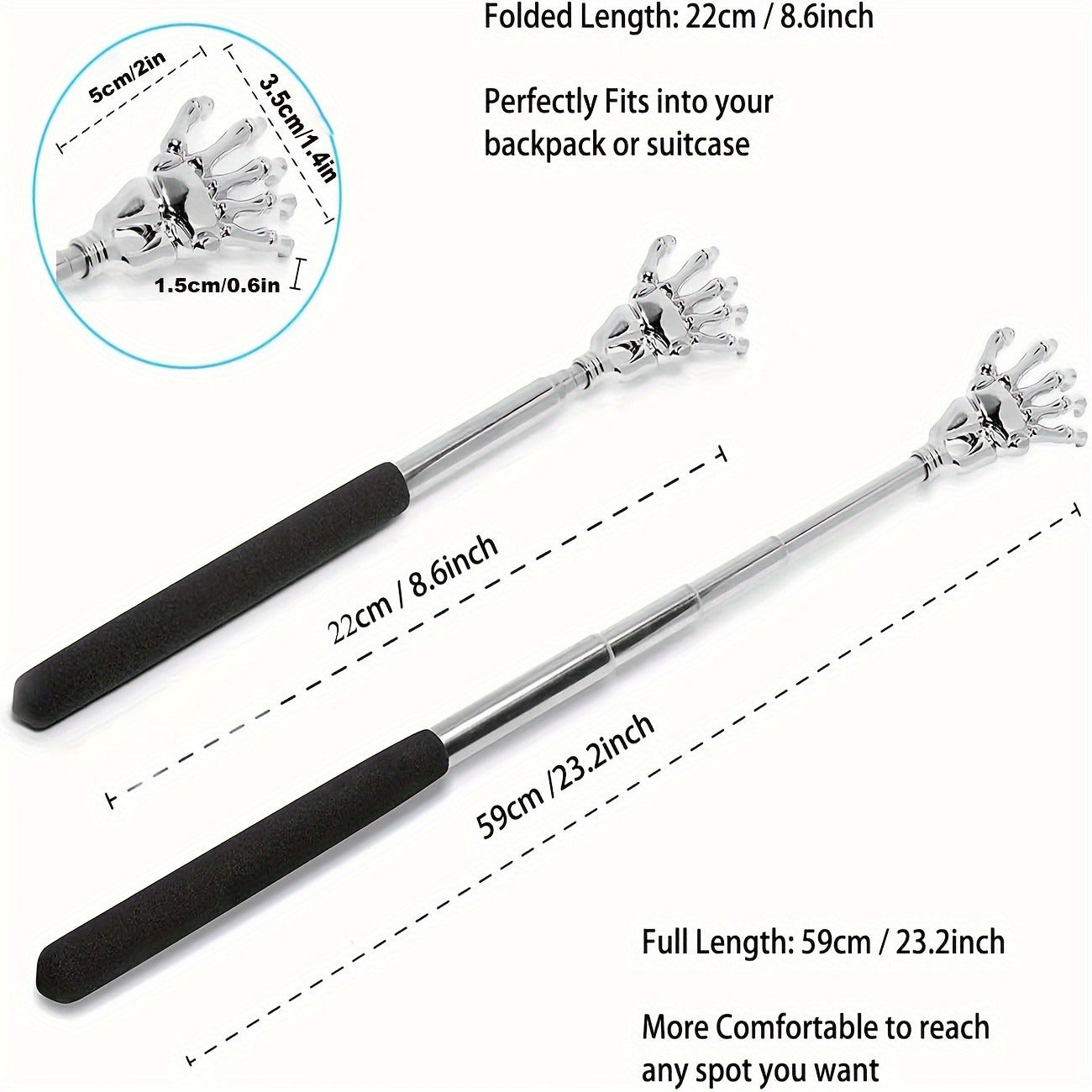 Telescoping Stainless Steel Back Scratcher Portable Extendable Back Scratcher Human And Pets Back M 1