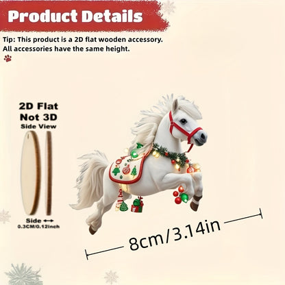 White Horse Wooden Hanging Decorations, Elegant Christmas Tree Ornaments, Perfect Party Decor and Holiday Gift