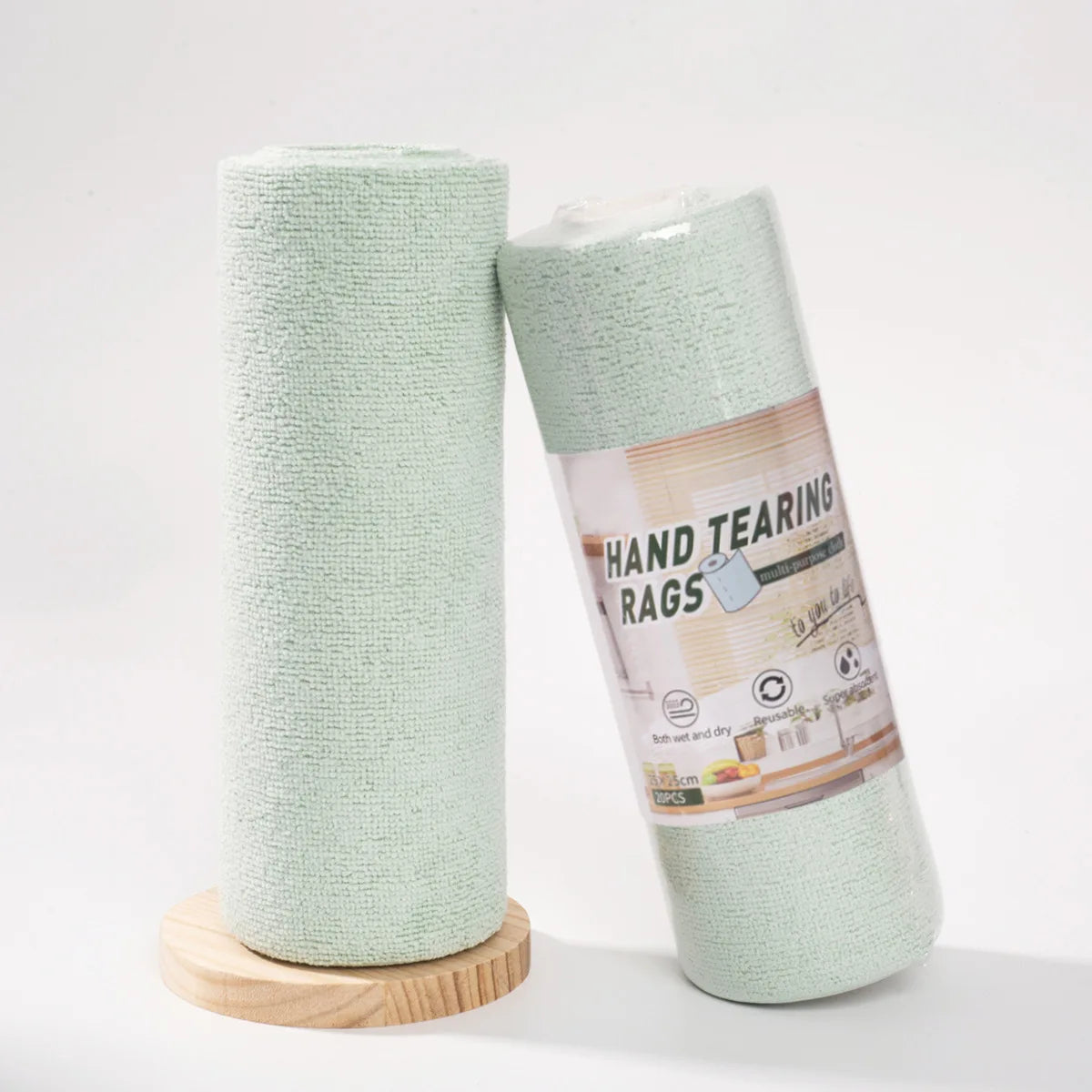 Reusable Washable Towels, Disposable Dish Rag Roll, Microfiber Cloths for Kitchen, Hand Tear Cleaning Wipes Set