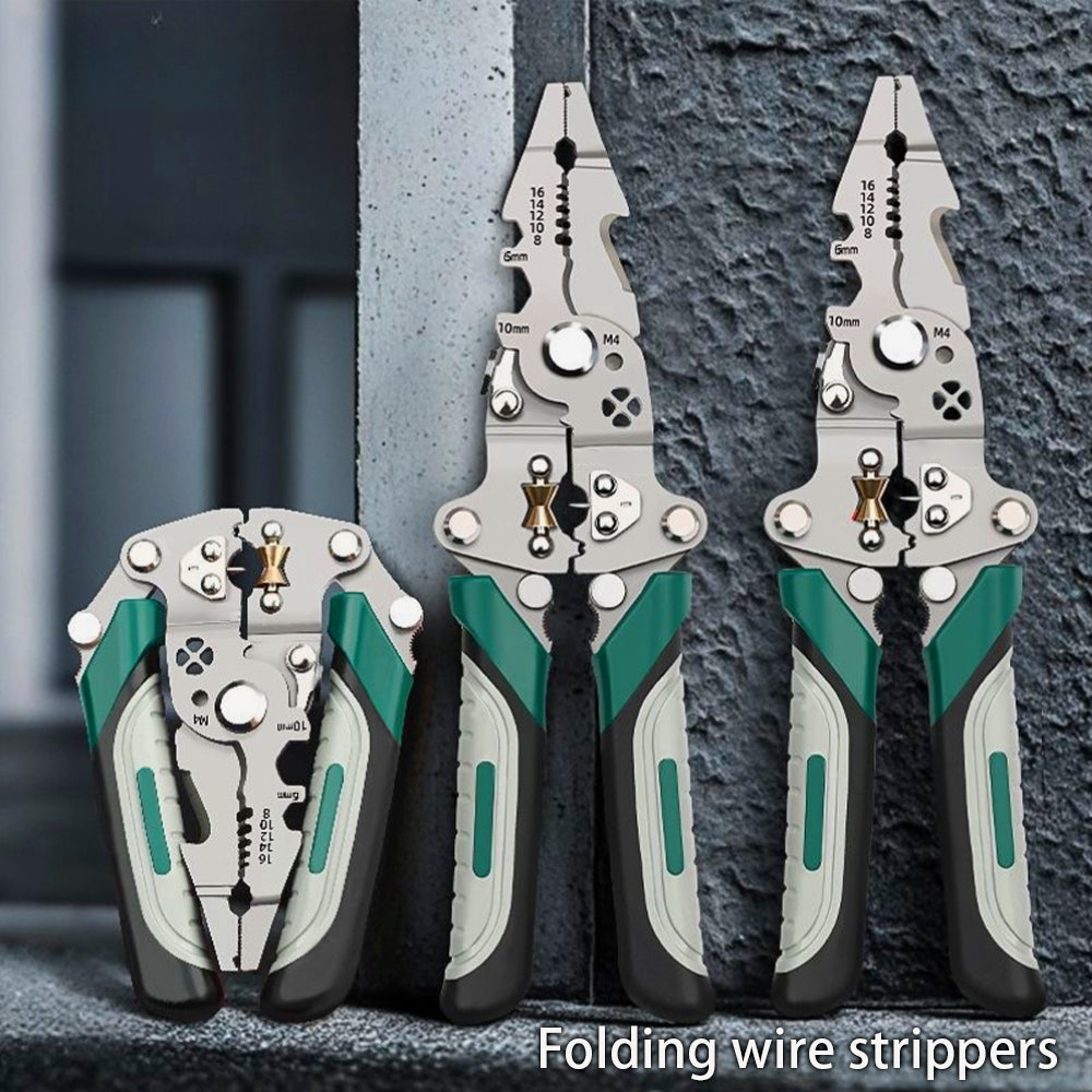 Multi-Function Electrician Wire Splitter, Foldable Wire Stripper, Wire Winding Pliers, Crimping Pliers Hand Tool