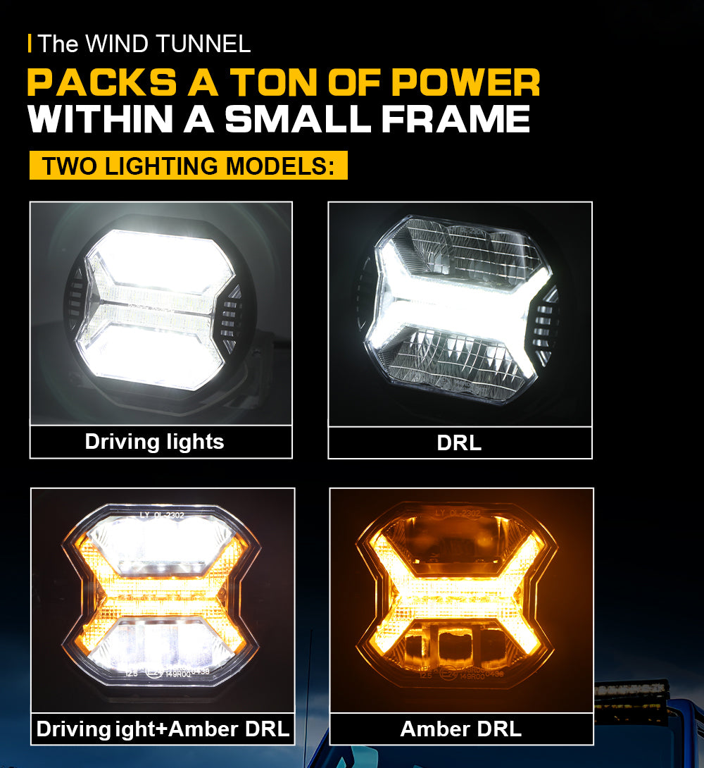 Amber DRL Car Led Work Light Bar, Driving Light, Spotlight for Offroad, Jeep, Boat, Truck, SUV, ATV, Tractor Headlight