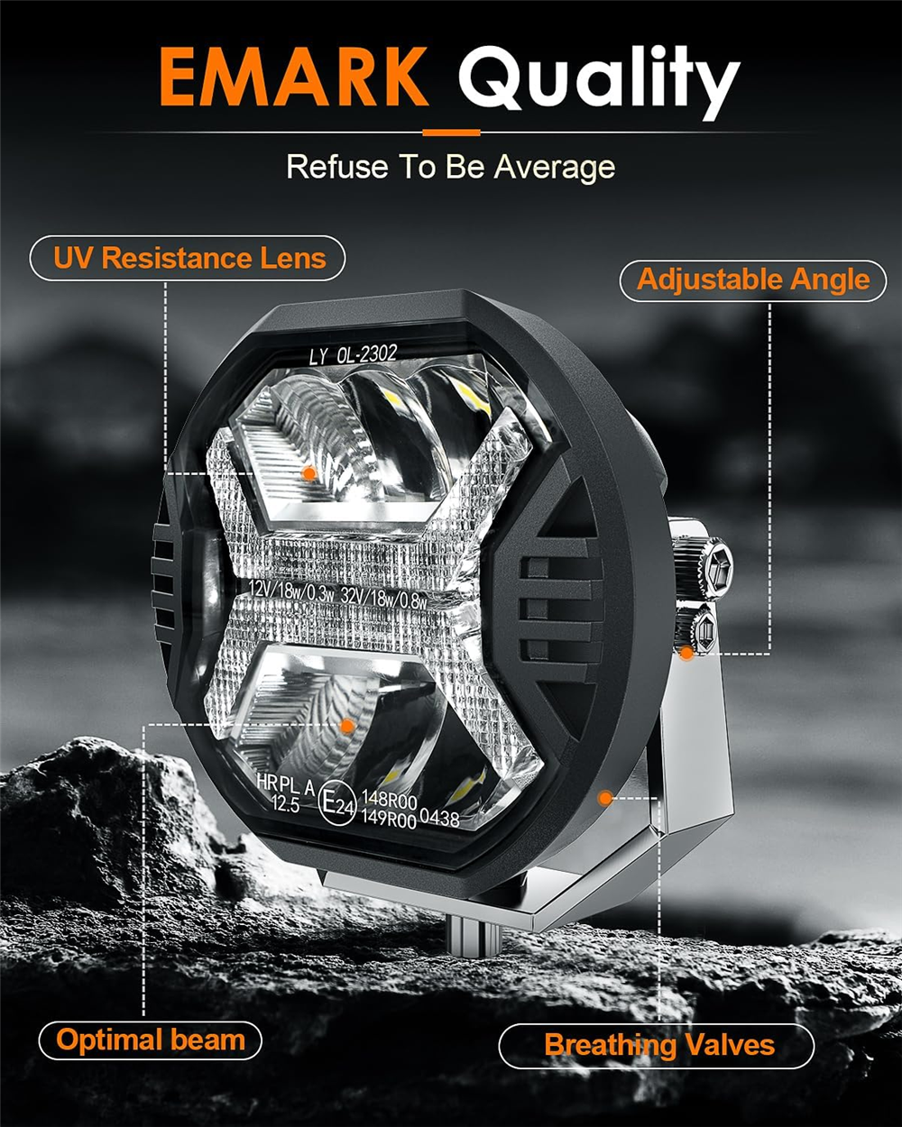Amber DRL Car Led Work Light Bar, Driving Light, Spotlight for Offroad, Jeep, Boat, Truck, SUV, ATV, Tractor Headlight