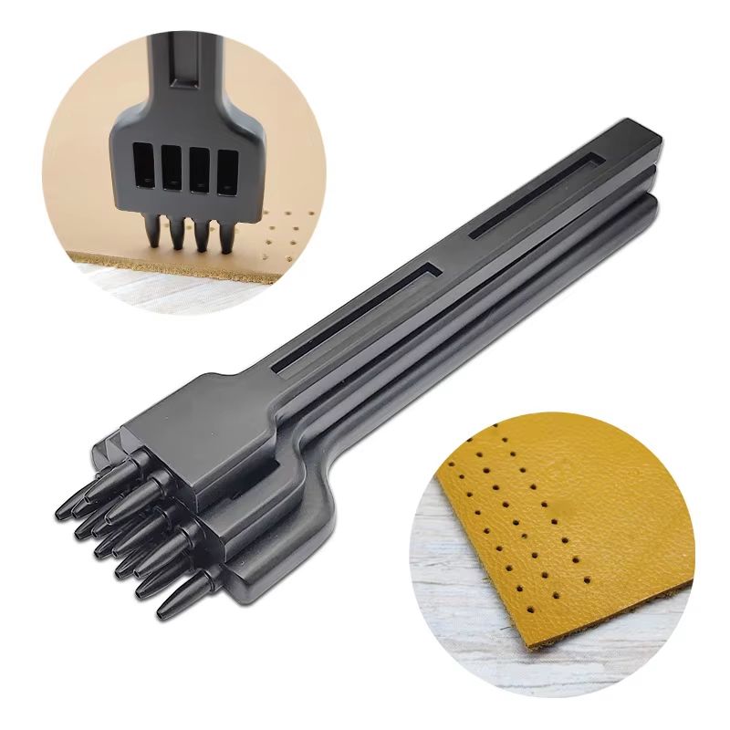 JUSTINLAU 3-Piece Alloy Steel Leather Prong Punch Set – 4mm Spacing for Precision Stitching
