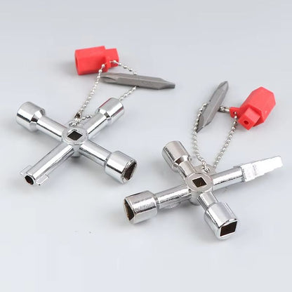 JUSTINLAU 4-Way Universal Internal Triangle Key Wrench – Multifunctional Hand Tool for Plumbing, Electrical, and DIY Rep