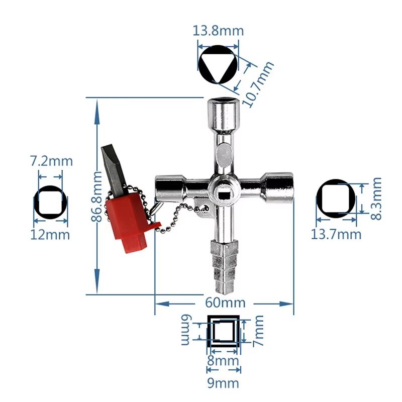 JUSTINLAU 4Way Universal Internal Triangle Key Wrench  Multifunctional Hand Tool For Plumbing Elect 5