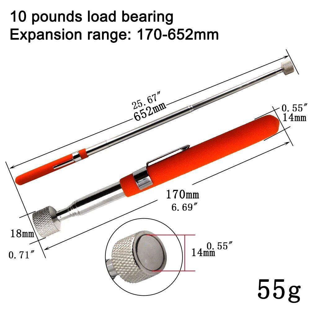 Portable Multifunctional Extractor Pen Magnetic Retractable Pickup Suction Iron Rod Clip Automotive 8