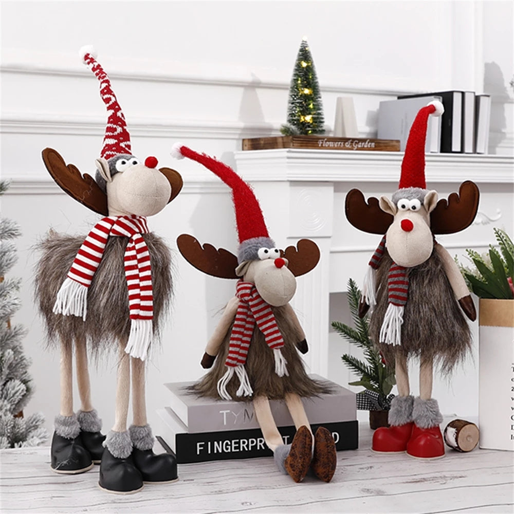 Dolls Navidad Figurine Ornaments, Christmas Large Standing Elk, With Lights Reindeer, Gift New Year Home Decor
