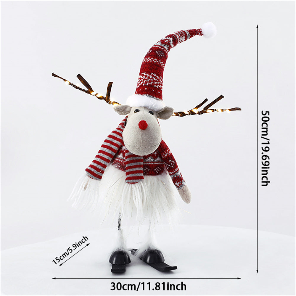 Dolls Navidad Figurine Ornaments, Christmas Large Standing Elk, With Lights Reindeer, Gift New Year Home Decor
