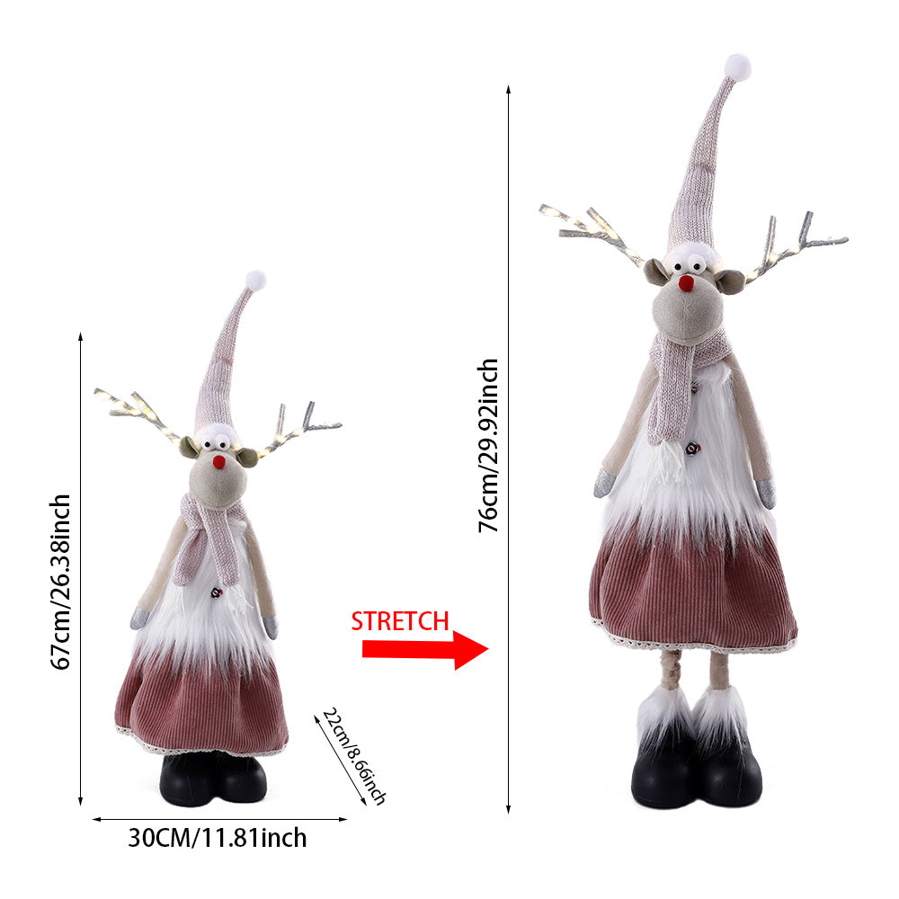 Dolls Navidad Figurine Ornaments, Christmas Large Standing Elk, With Lights Reindeer, Gift New Year Home Decor