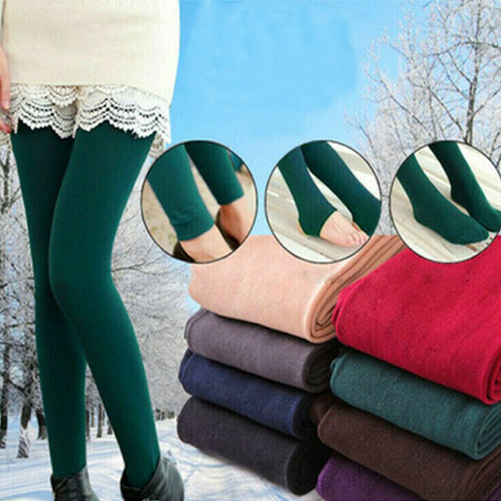 Thick Thermal Fleece Leggings, Women's Winter Hosiery, Full Foot Tights, Cold Weather Accessories