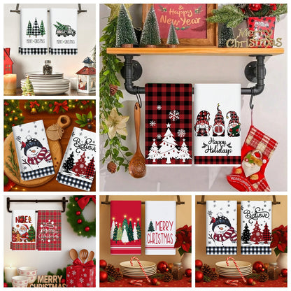 Merry Christmas Kitchen Towels Navidad Natal Dish Towel Santa Claus Party Decoration New Year Gift  1