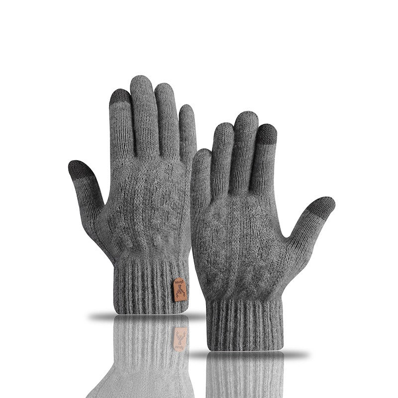 New Mens Warm Gloves for Winter, Touch Screen, Plus Velvet, Thickened Cold Proof, Warm Wool Knitted Gloves