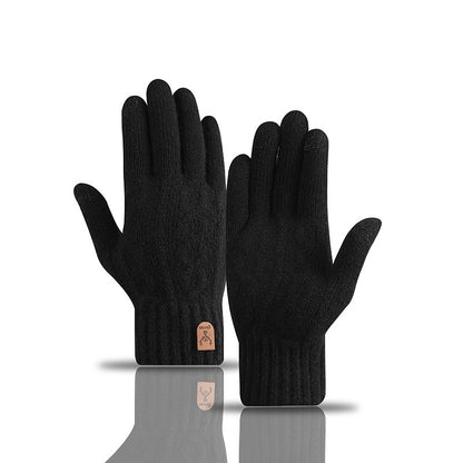 New Mens Warm Gloves for Winter, Touch Screen, Plus Velvet, Thickened Cold Proof, Warm Wool Knitted Gloves
