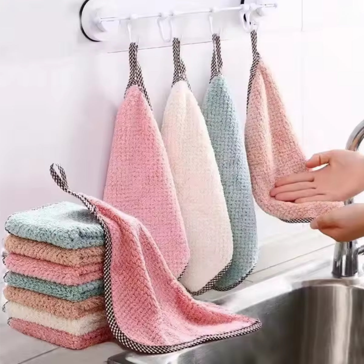 Super Absorbent Kitchen Daily Dish Towel, Thickened Non-Stick Oil Scouring Pad, Lint Free Table Cleaning Cloth